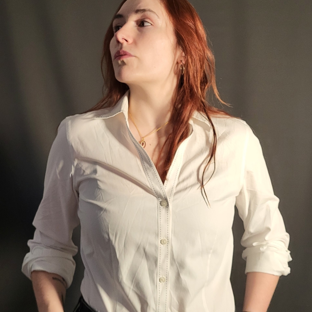 Elegant White Women's Button-Up Shirt